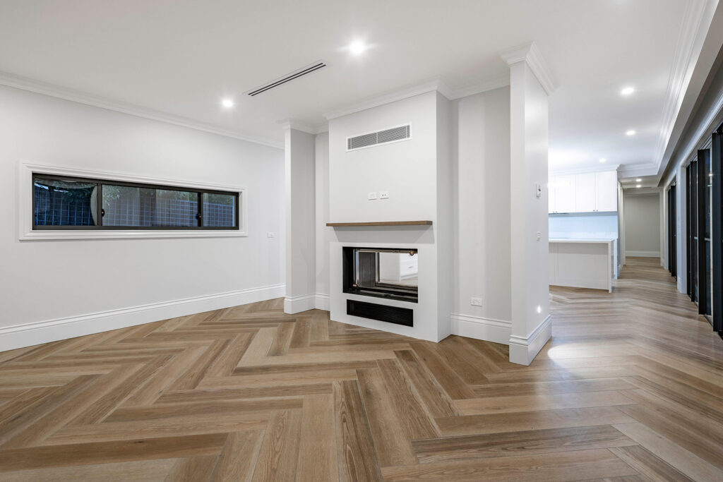 Ebden Street Ainslie fireplace and kitchen